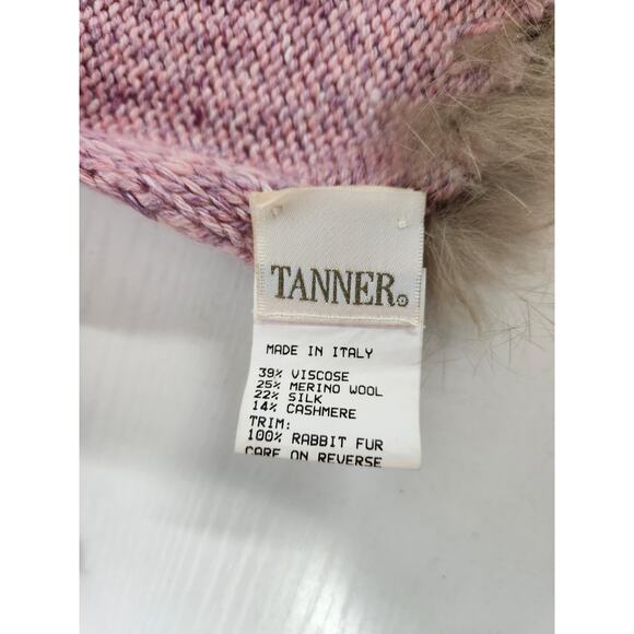 Tanner Women's Viscose/Merino Wool/Silk/Cashmere Blend Pink Scarf, Rabbit Fur - Picture 6 of 7